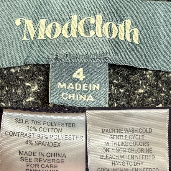 Modcloth High-Waisted Tweed Flannel Wide Leg Trouser Pants Womens 4 - Picture 10 of 11